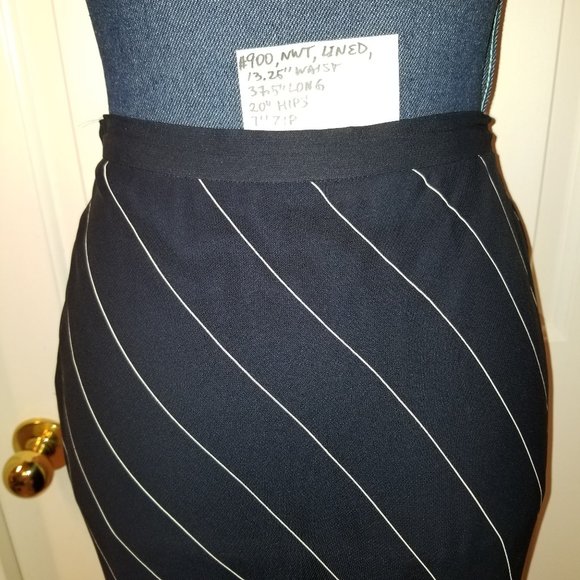✅#900 NWT Ralph Lauren Navy Blue White Stripe Skirt - Picture 5 of 16